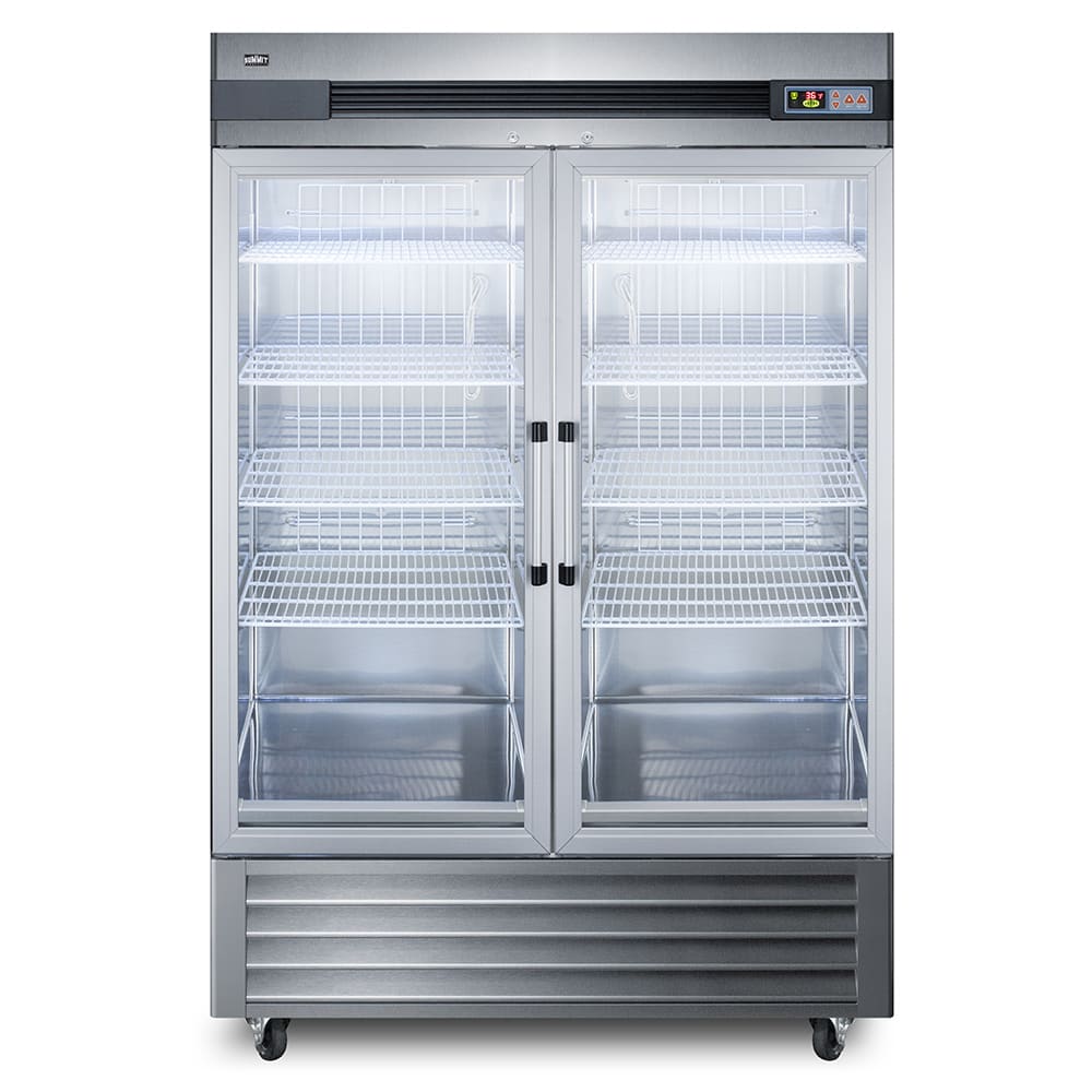 Summit Commercial Series 56 in. 49.0 cu. ft. Refrigerator with Self Closing Glass Doors - Stainless Steel