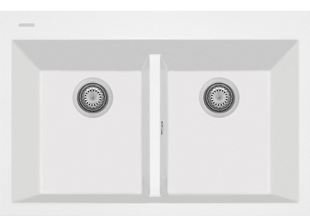 LaToscana Plados 33" x 22" Double Basin Granite Drop-In Sink In A Milk White Finish