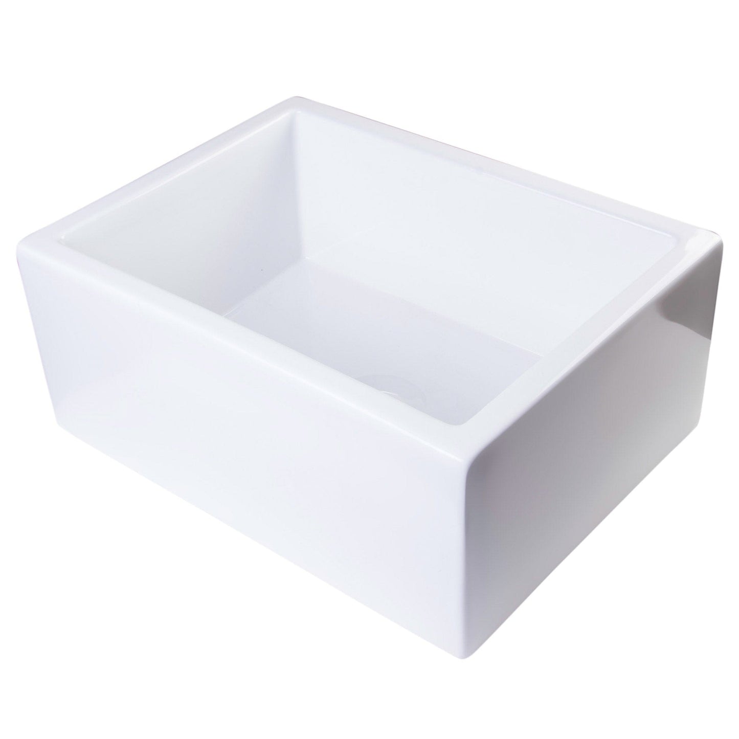 ALFI brand AB2418SB  24" Smooth Thick Wall Fireclay Single Bowl Farm Sink