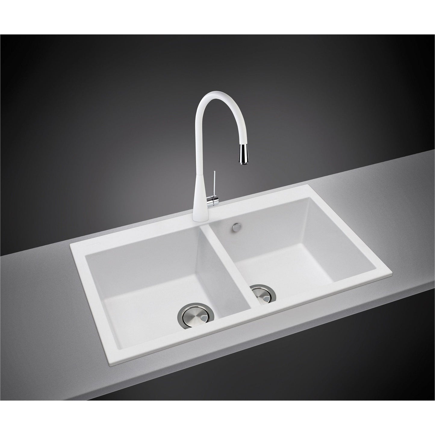 LaToscana Plados 34" x 20" Double Basin Granite Drop-In Sink AM8620