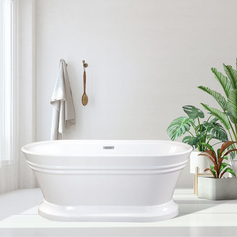 Altair Solace 59 in. Acrylic Flatbottom Non-Whirlpool Soaking Bathtub in White