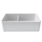 LaToscana  Reversible Farmhouse Kitchen Sink  Apron Front 33-in x 19-in White Double Offset Bowl Fireclay