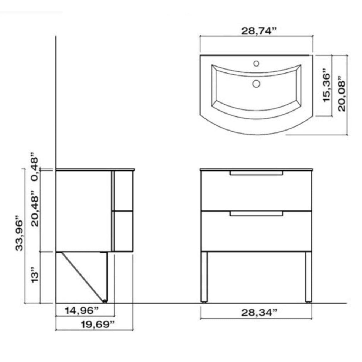 Latoscana Oasi 29" Modern Bathroom Vanity, Single Sink, Sand OA29OPT1S