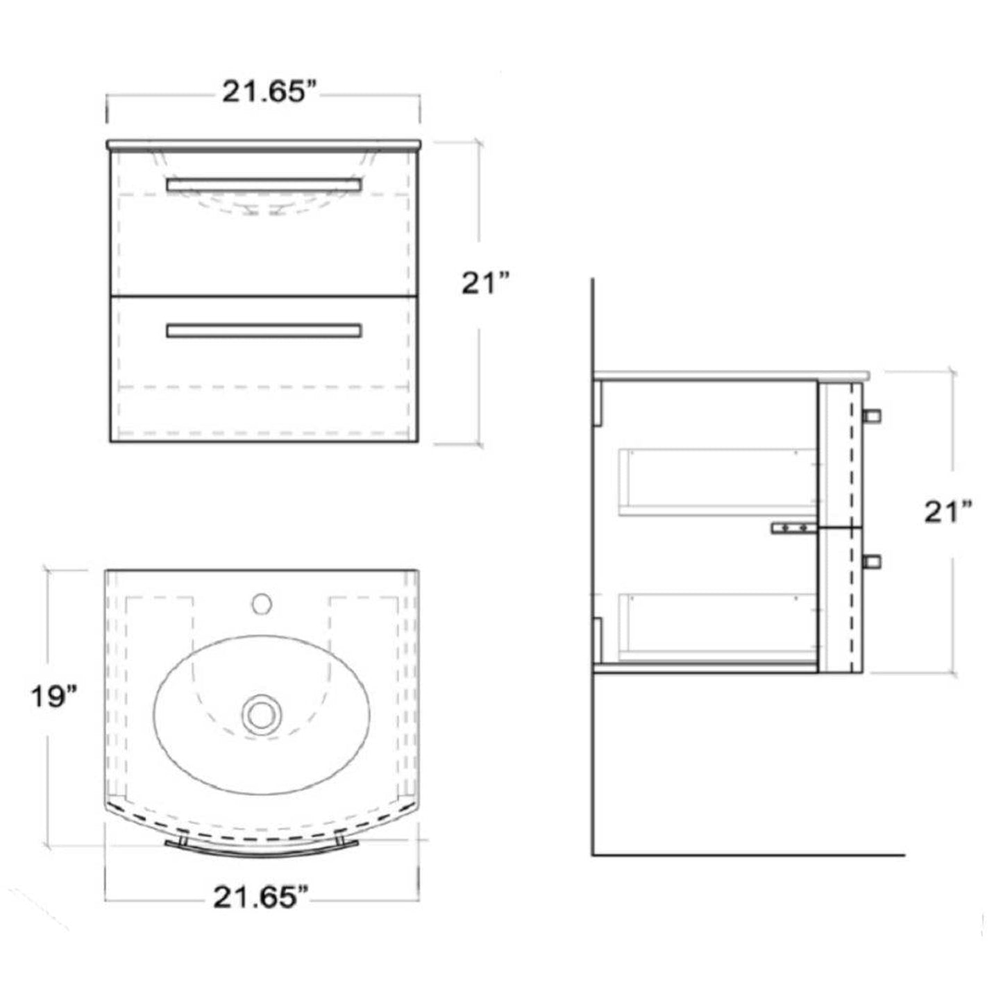 LaToscana Palio 22" Slate Wall-Mounted Vanity