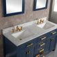 Water Creation 60" Palace Collection Quartz Carrara Pure White Bathroom Vanity Set With Hardware