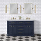 Water Creation 60" Palace Collection Quartz Carrara  Monarch Blue Bathroom Vanity With Faucets And Mirrors