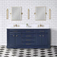 Water Creation 72" Palace Collection Quartz Carrara Monarch Blue Bathroom Vanity With Faucets and Mirrors