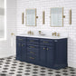 Water Creation 72" Palace Collection Quartz Carrara Monarch Blue Bathroom Vanity With Faucets and Mirrors