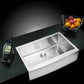 Water Creation 33 Inch X 22 Inch 15mm Corner Radius 50/50 Double Bowl Stainless Steel Hand Made Apron Front Kitchen Sink