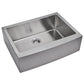 Water Creation 33 Inch X 22 Inch 15mm Corner Radius 50/50 Double Bowl Stainless Steel Hand Made Apron Front Kitchen Sink