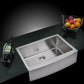 Water Creation 30 Inch X 22 Inch 15mm Corner Radius Single Bowl Stainless Steel Hand Made Apron Front Kitchen Sink