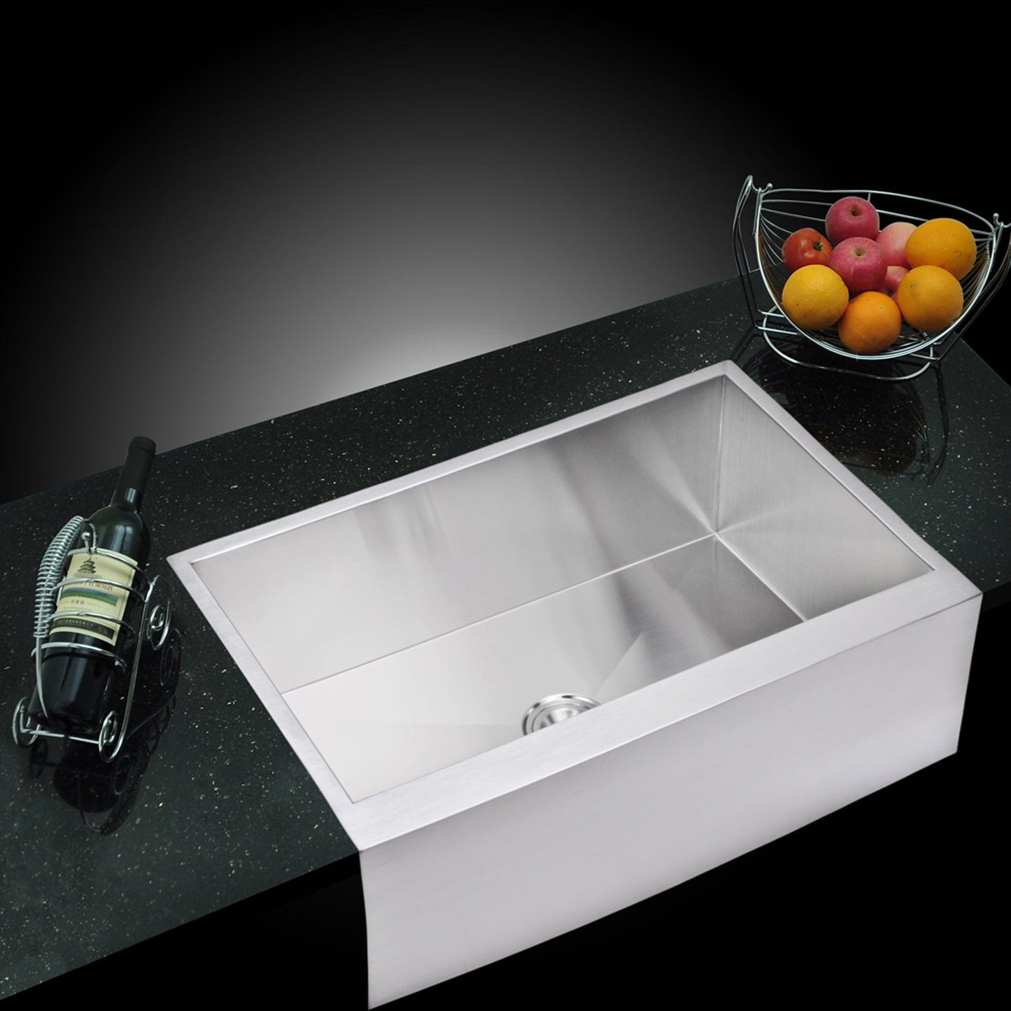 Water Creation 33 Inch X 22 Inch Zero Radius Single Bowl Stainless Steel Hand Made Apron Front Kitchen Sink