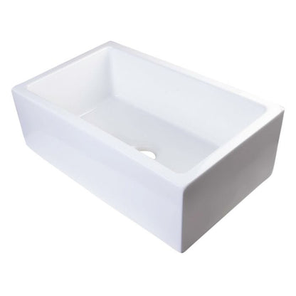 ALFI brand AB3018SB 30" Smooth Solid Thick Wall Fireclay One Bowl Farm Sink