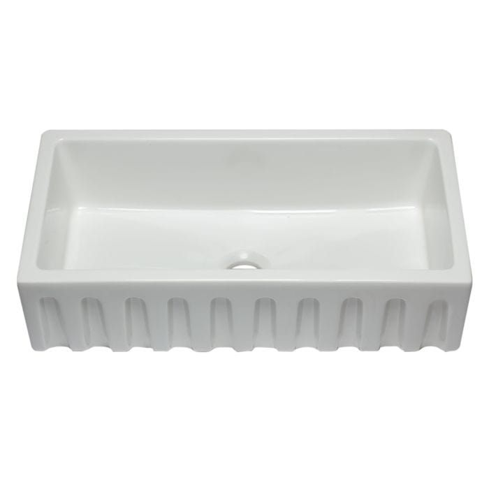 ALFI brand AB3618HS 36 Inch Reversible Smooth / Fluted Single Bowl Fireclay Farm Sink