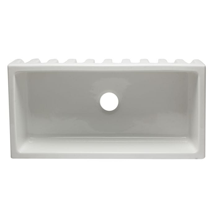 ALFI brand AB3618HS 36 Inch Reversible Smooth / Fluted Single Bowl Fireclay Farm Sink