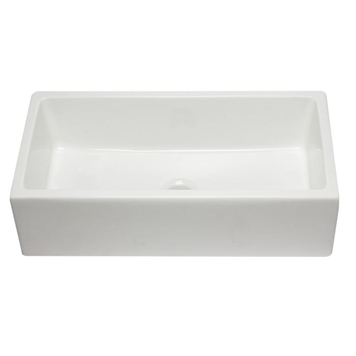 ALFI brand AB3618HS 36 Inch Reversible Smooth / Fluted Single Bowl Fireclay Farm Sink