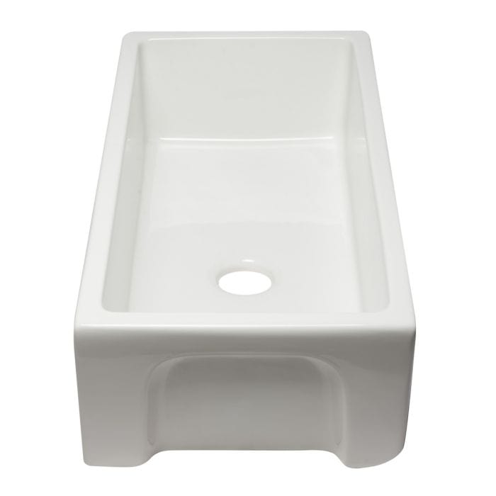 ALFI brand AB3618HS 36 Inch Reversible Smooth / Fluted Single Bowl Fireclay Farm Sink