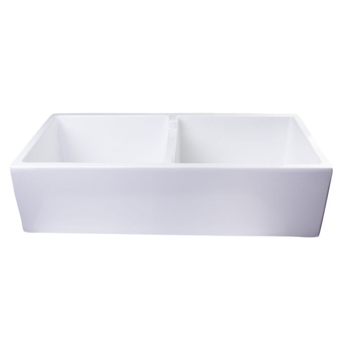 ALFI brand AB3918DB 39" Smooth Apron Thick Wall Fireclay Double Bowl Farm Sink