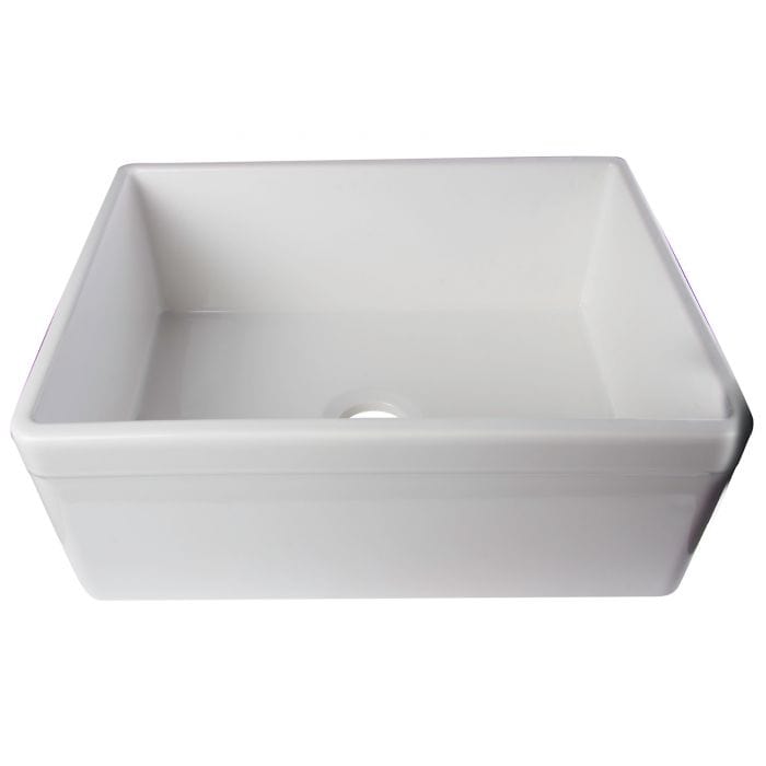 ALFI brand AB506 26" Decorative Lip Single Bowl Fireclay Farmhouse Kitchen