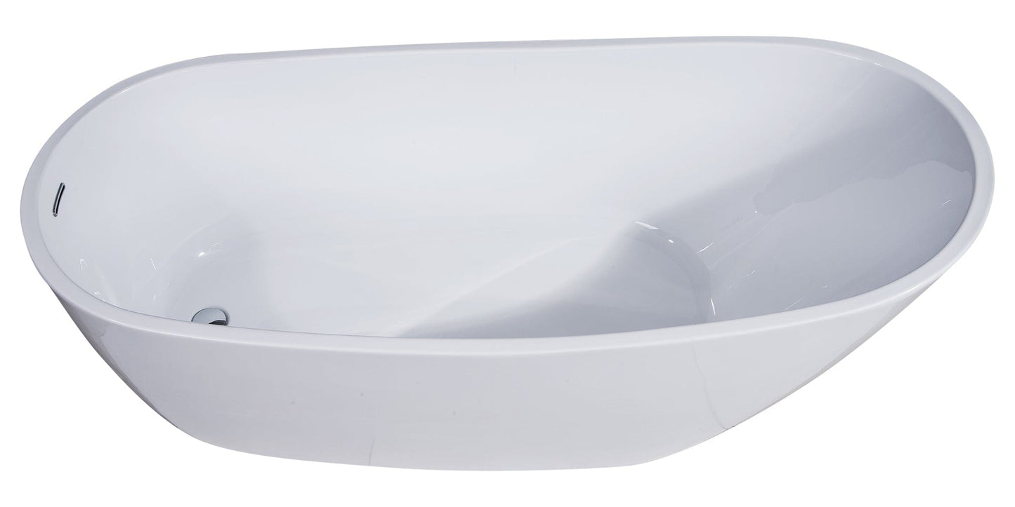 ALFI brand AB8826 68 inch White Oval Acrylic Free Standing Soaking Bathtub