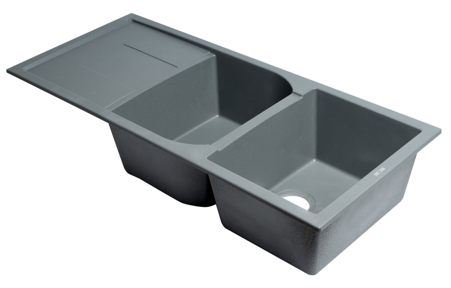 ALFI brand AB4620DI 46" Double Bowl Granite Composite Kitchen Sink with Drainboard