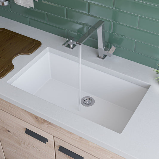 ALFI brand AB3020UM Series 30" Undermount Single Bowl Granite Composite Kitchen Sink