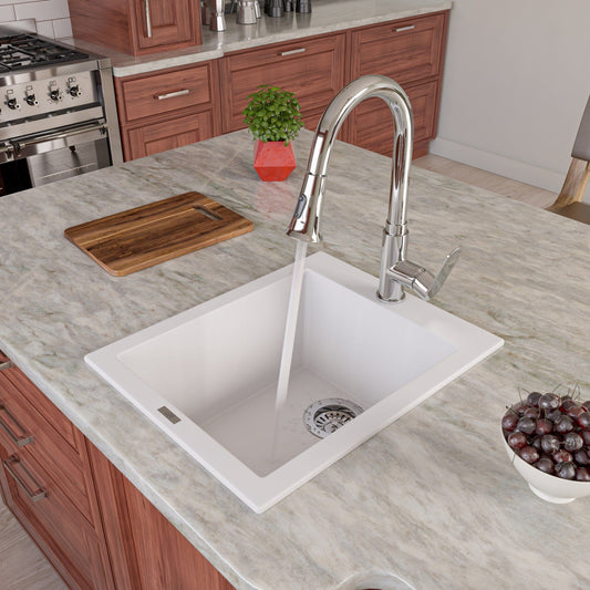ALFI brand AB1720DI 17" Drop-In Rectangular Granite Composite Kitchen Prep Sink