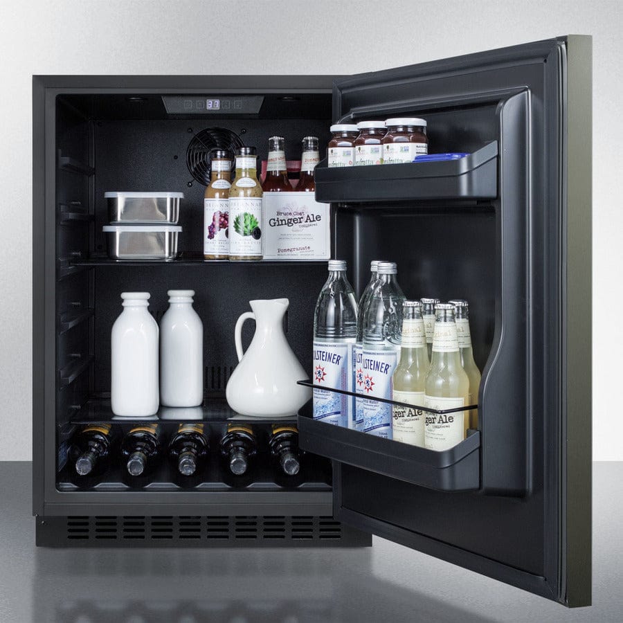 Summit 24 in. 4.8 cu. ft. Built-in/Freestanding Undercounter Refrigerator - Black Stainless Steel