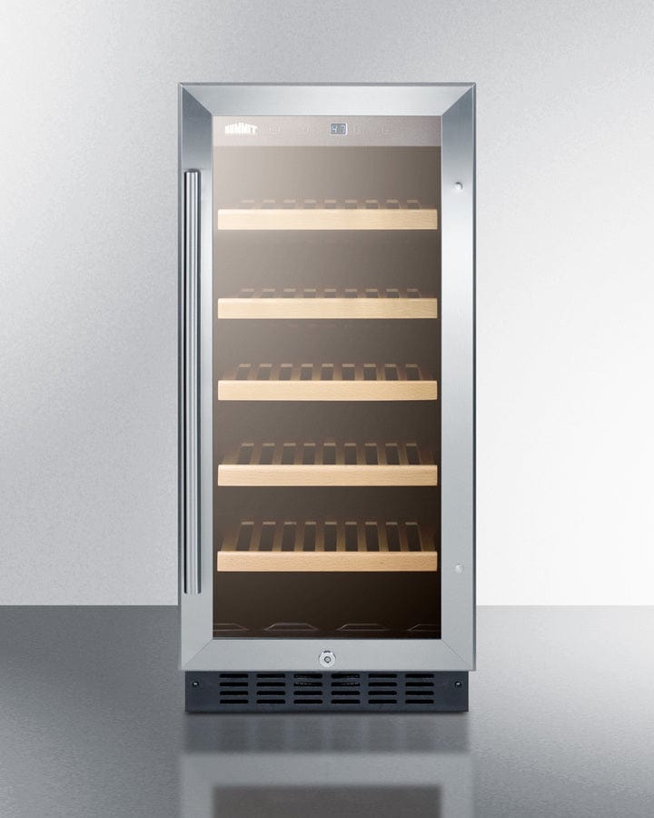 Summit 15 in. Undercounter Wine Cooler with Single Zone & 23 Bottle Capacity - Stainless Steel