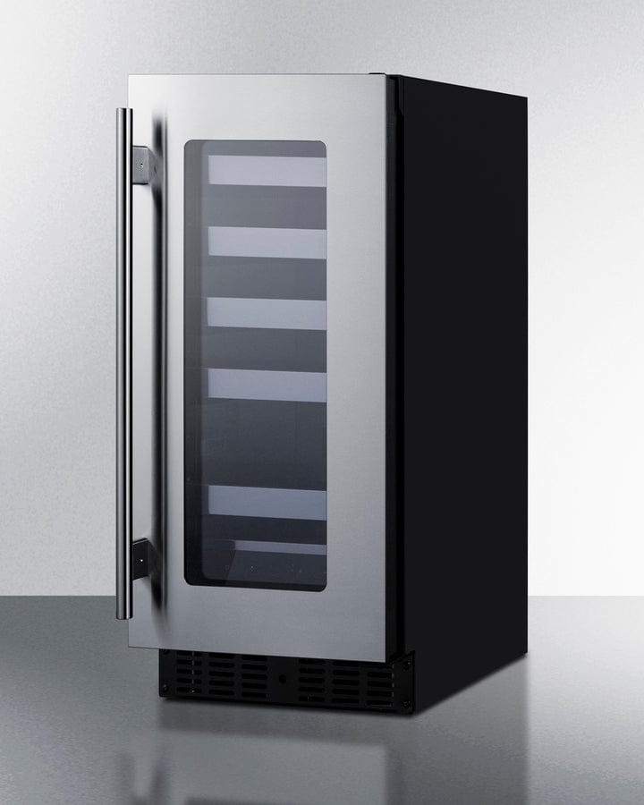 Summit 15 in. Compact Built-In/Freestanding Wine Cooler with Single Temperature Zone & Digital Control - Stainless Steel