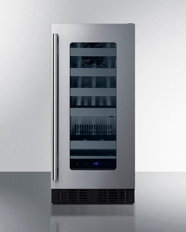 Summit 15 in. Compact Built-In/Freestanding Wine Cooler with Single Temperature Zone & Digital Control - Stainless Steel