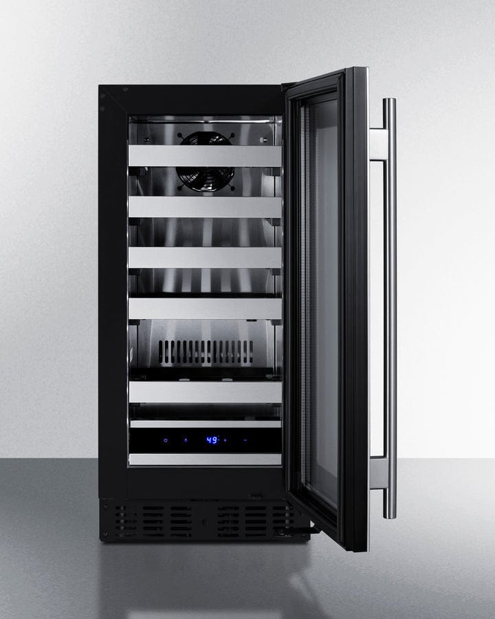 Summit 15 in. Compact Built-In/Freestanding Wine Cooler with Single Temperature Zone & Digital Control - Stainless Steel