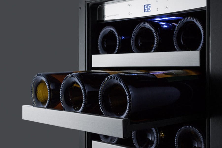 Summit Classic 15 in. Undercounter Wine Cooler with Single Zone & 34 Bottle Capacity Stainless Steel