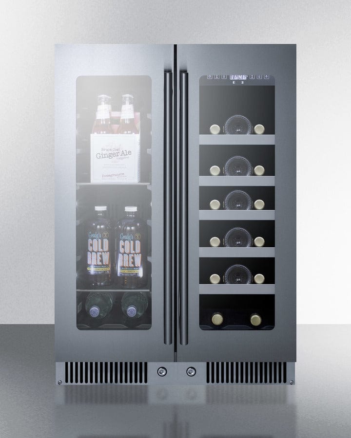 Summit Classic 24 in. Undercounter Wine Cooler & Beverage Center with Dual Zones & 17 Bottle Capacity - Stainless Steel