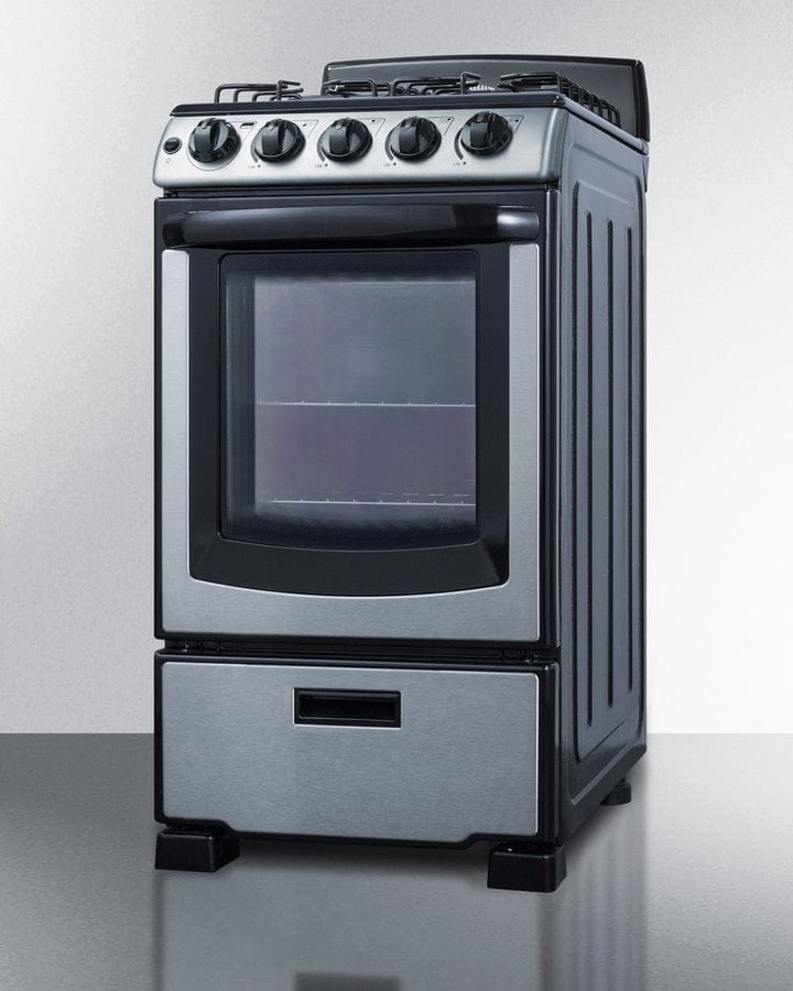 Summit 20 in. 2.3 cu. ft. Oven Freestanding Gas Range with 4 Sealed Burners - Stainless Steel