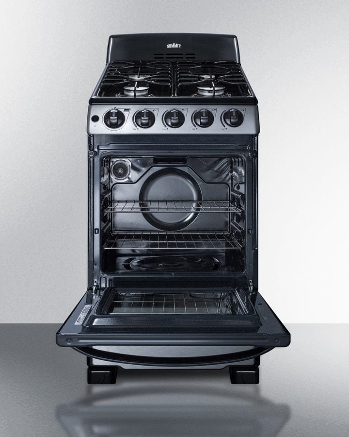 Summit 20 in. 2.3 cu. ft. Oven Freestanding Gas Range with 4 Sealed Burners - Stainless Steel