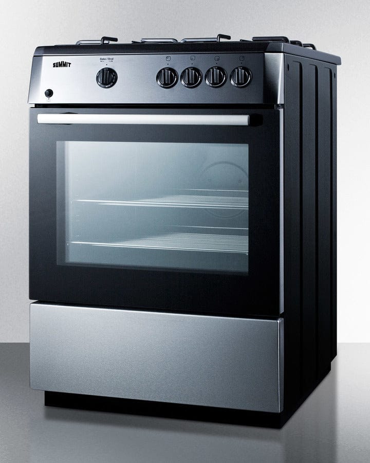 Summit 24 in. 2.5 cu. ft. Oven Freestanding Gas Range with 4 Sealed Burners - Stainless Steell