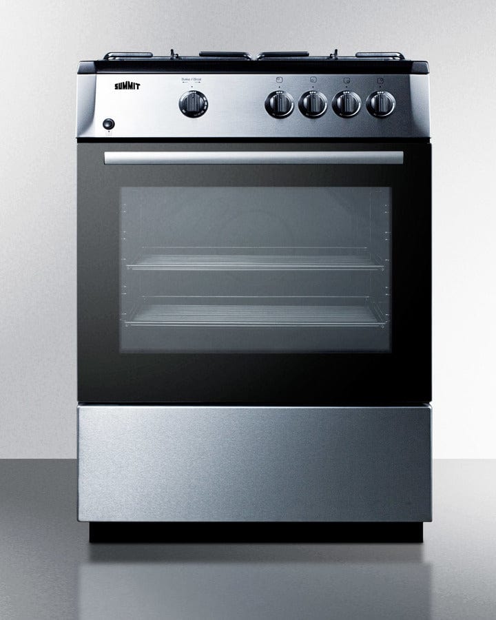 Summit 24 in. 2.5 cu. ft. Oven Freestanding Gas Range with 4 Sealed Burners - Stainless Steell