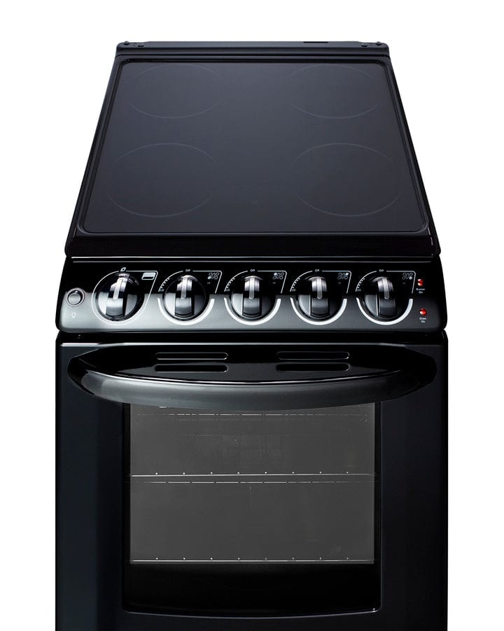 Summit 20 in. 2.3 cu. ft. Oven Freestanding Electric Range with 4 Smoothtop Burners - Black