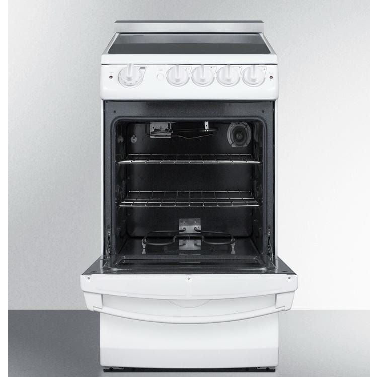 Summit White Pearl Series 20 in. 2.3 cu. ft. Oven Slide-In Electric Range  with 4 Smoothtop Burners - Stainless Steel