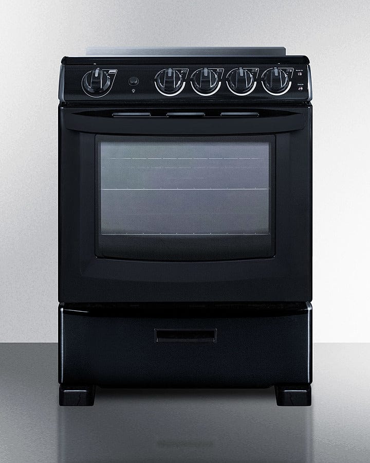 Summit 24 in. 2.9 cu. ft. Oven Freestanding Electric Range with 4 Smoothtop Burners - Black