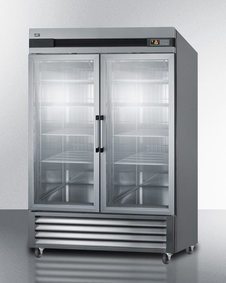 Summit Commercial Series 56 in. 49.0 cu. ft. Refrigerator with Self Closing Glass Doors - Stainless Steel