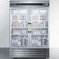 Summit Commercial Series 56 in. 49.0 cu. ft. Refrigerator with Self Closing Glass Doors - Stainless Steel