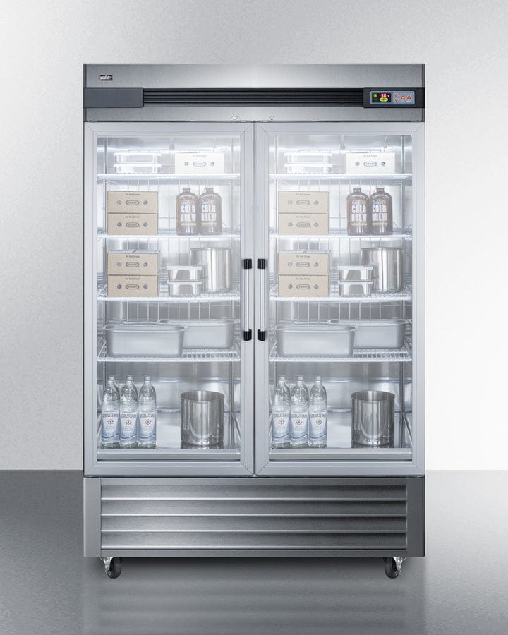 Summit Commercial Series 56 in. 49.0 cu. ft. Refrigerator with Self Closing Glass Doors - Stainless Steel