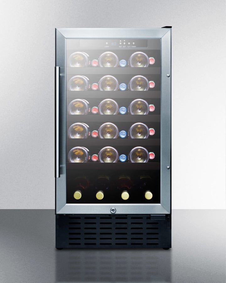 Summit 18 in. Undercounter Wine Cooler with Single Zone & 34 Bottle Capacity - Stainless Steel