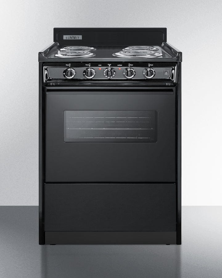 Summit 24 in. 2.9 cu. ft. Oven Freestanding Electric Range with 4 Coil Burners - Black