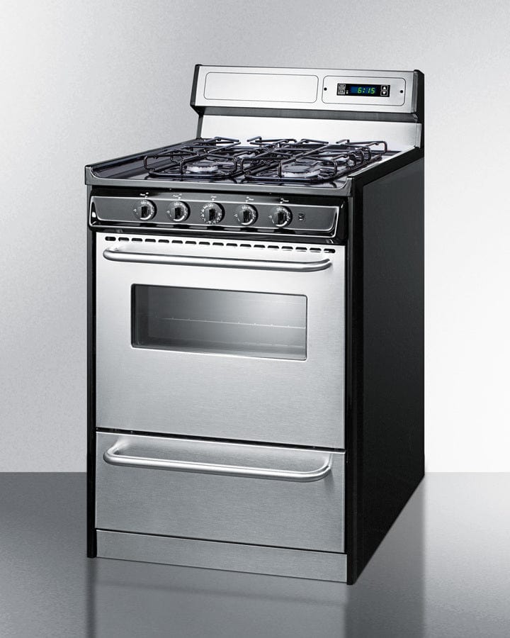 Summit 24 in. 2.9 cu. ft. Oven Freestanding Gas Range with 4 Sealed Burners - Stainless Steel