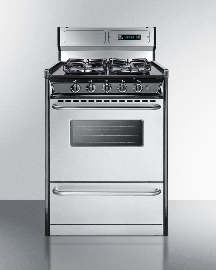 Summit 24 in. 2.9 cu. ft. Oven Freestanding Gas Range with 4 Sealed Burners - Stainless Steel