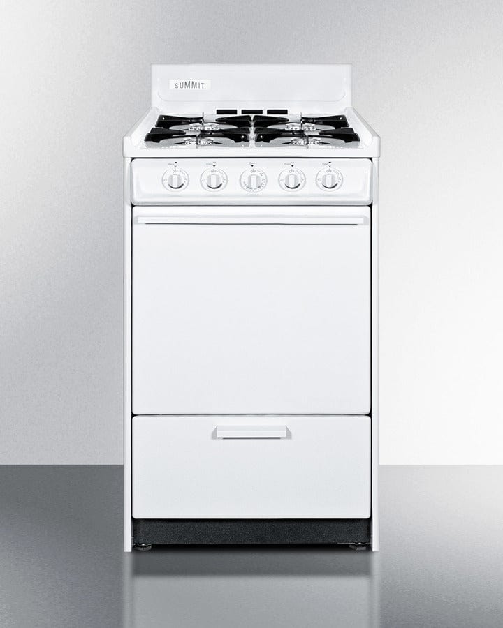 Summit 20 in. 2.5 cu. ft. Oven Freestanding Gas Range with 4 Open Burners - White