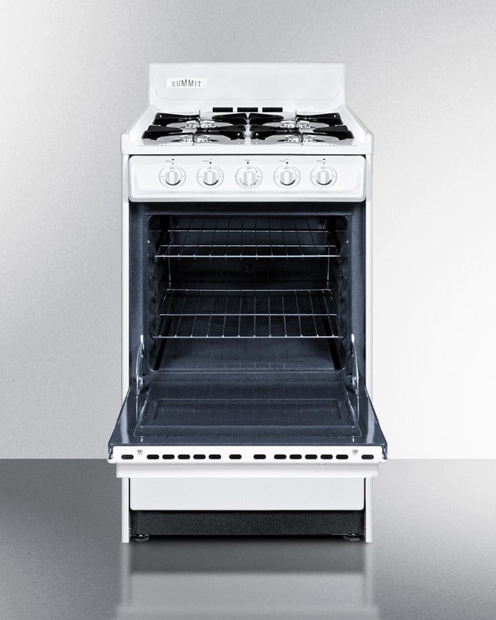 Summit 20 in. 2.5 cu. ft. Oven Freestanding Gas Range with 4 Open Burners - White